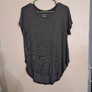 Halogen Women's Short Sleeve Striped Scoop Neck Tunic Shirt Size M black